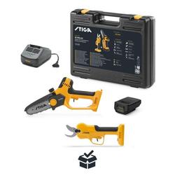 STIGA SP100E KIT AKKUOKSASAHA JA -SAKSET (PR100E + SC100E)