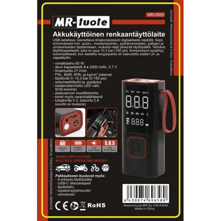 AKKUKÄYTTÖINEN RENKAANTÄYTTÖLAITE