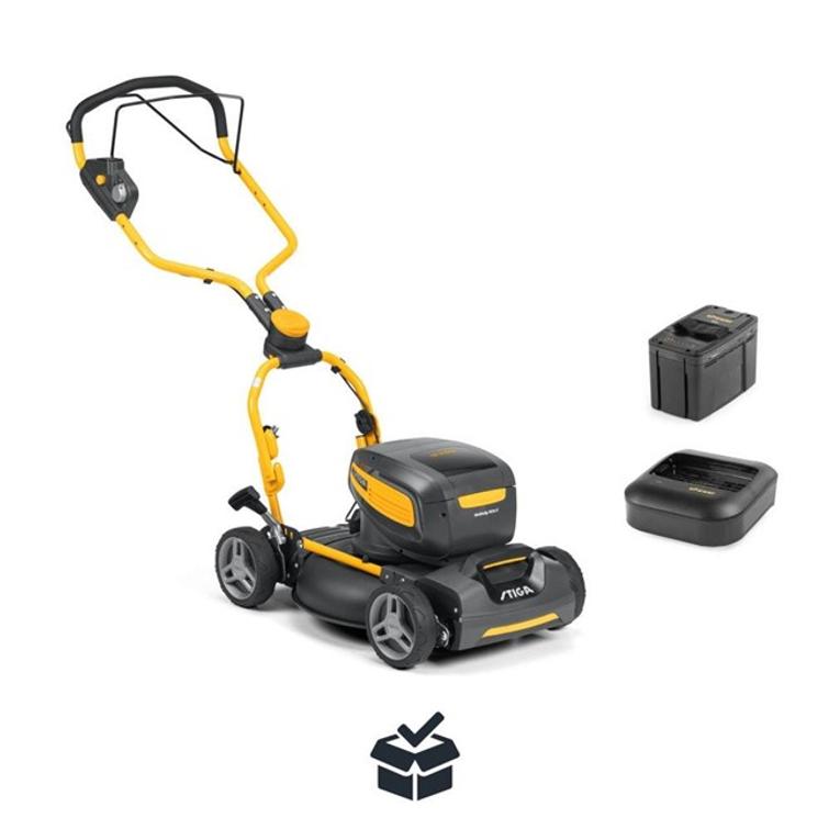 STIGA MULTICLIP 747E V KIT, VET&Auml;V&Auml;, 48V-2X5AH, SIS. 2KPL AKKU JA LATURI